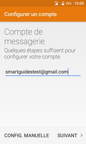 Saisissez votre adresse Gmail ou Hotmail et sélectionnez SUIVANT