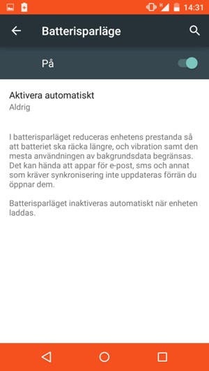 Aktivera Batterisparläge