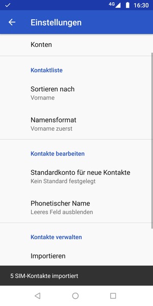 Ihre Kontakte werden in Ihrem Motorola gespeichert