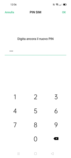 Conferma il nuovo PIN scheda SIM e seleziona OK