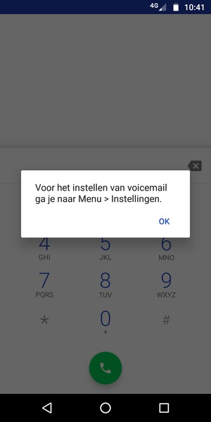 Als uw voicemail niet geïnstalleerd is, selecteert u OK