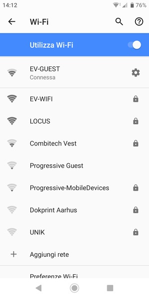 Ora sei connesso alla rete Wi-Fi