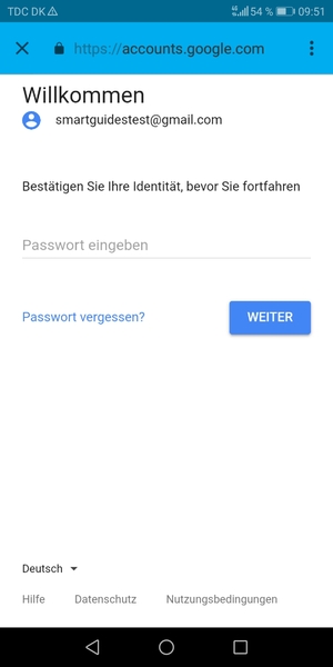Geben Sie Ihre Gmail Passwort ein und wählen Sie WEITER