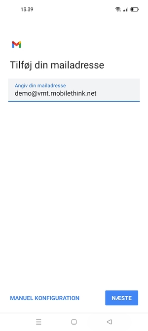 Indtast din e-mailadresse og vælg NÆSTE