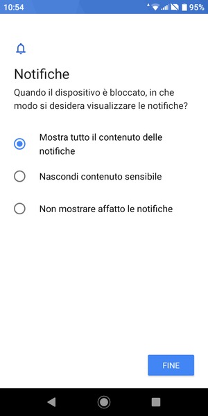 Seleziona la tua opzione preferita e poi FINE