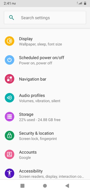 Scroll to and select Security &  location