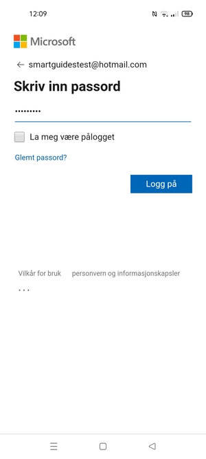 Skriv inn passord og velg Logg på