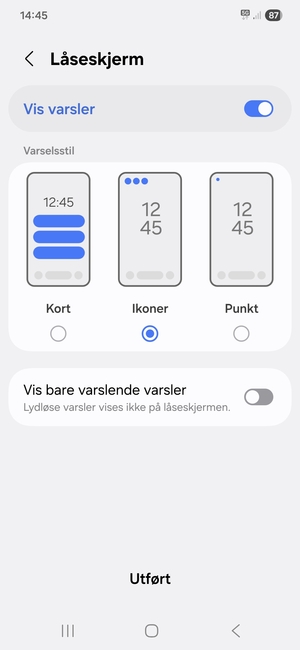 Velg ønsket alternativ og velg Utført