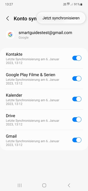 Wählen Sie Jetzt synchronisieren