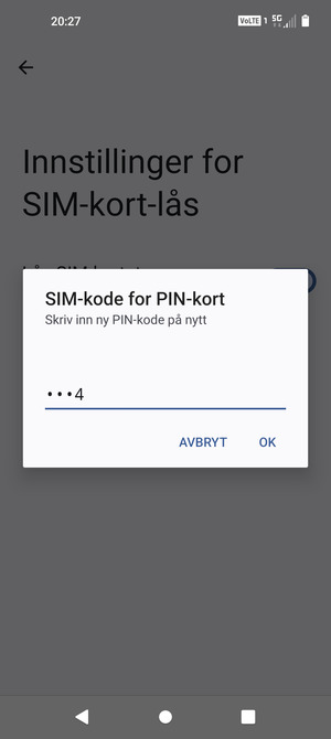 Bekreft din nye PIN-kode for SIM-kort og velg OK