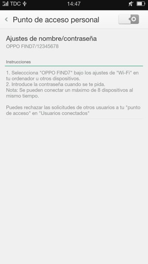 Seleccione Ajustes de nombre/contraseña
