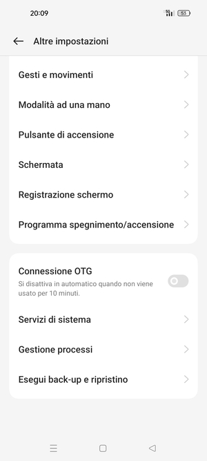 Scorri e seleziona Esegui backup e ripristino