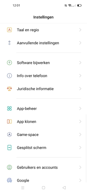 Scroll naar en selecteer Software bijwerken