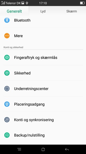 Scroll til og vælg Konti og synkronisering