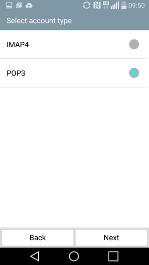 Select IMAP4 or POP3 and select Next