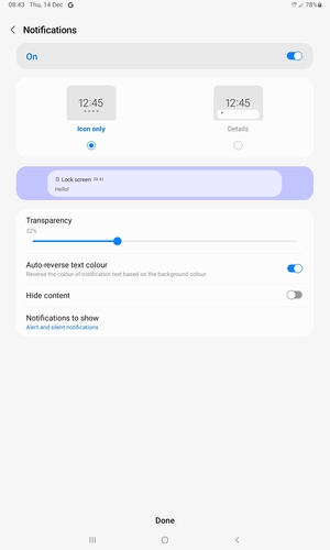 Select your preferred options and select Done