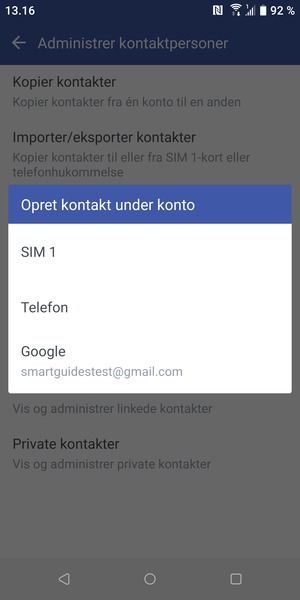 Vælg din Google konto