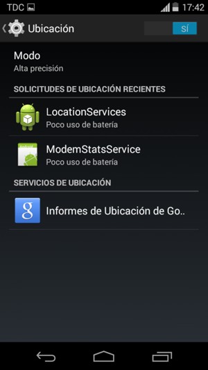 Desactive Ubicación