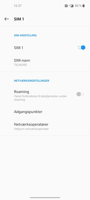 For at skifte netværk, hvis der opstår netværksproblemer, vælg Netværksoperatører