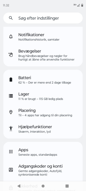Scroll til og vælg Placering