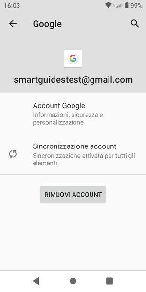 Seleziona Sincronizzazione account