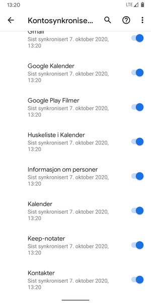 Forsikre deg om at Kontakter er valgt