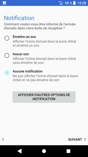 Sélectionnez votre option préférée et sélectionnez SUIVANT