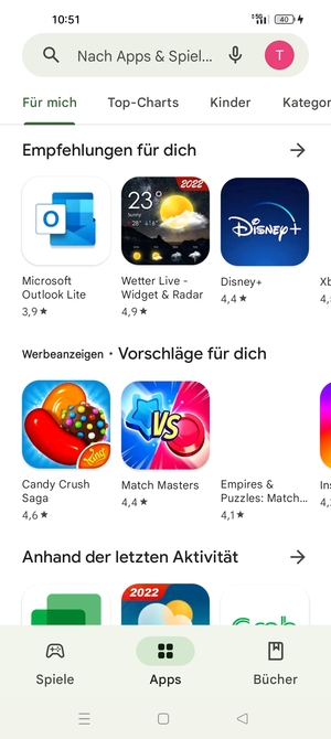 Wählen Sie die Suchleiste