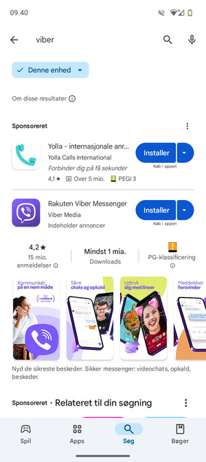 Vælg appen