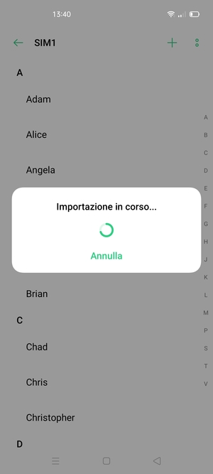 I tuoi contatti verranno salvati sul tuo account Google, e salvati sul tuo telefono la prossima volta che Google sarà sincronizzato.