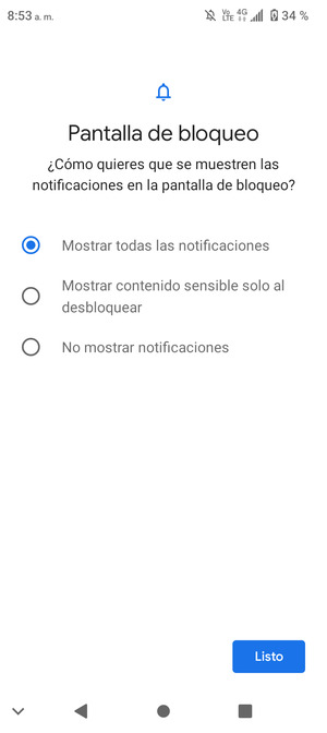 Seleccione la opción deseada y seleccione Listo