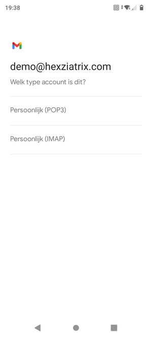 Selecteer Persoonlijk (POP3) of Persoonlijk (IMAP)