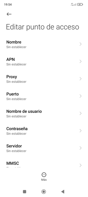 Introduzca la información de Internet