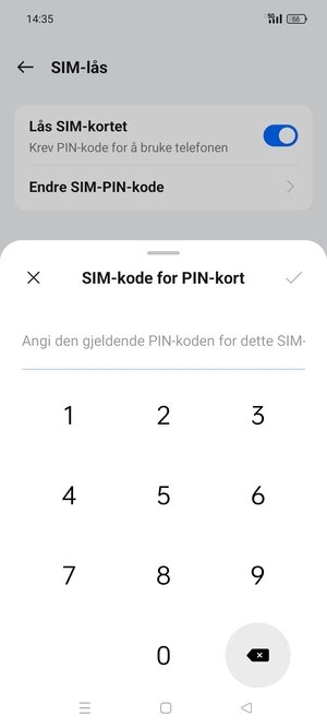 Skriv inn Gjeldende PIN-kode for SIM-kort og velg OK