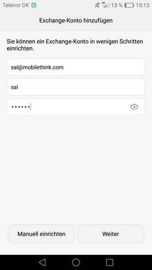 Geben Sie Ihre E-Mail-Adresse, Ihre Benutzername und Ihr Passwort ein. Wählen Sie Weiter