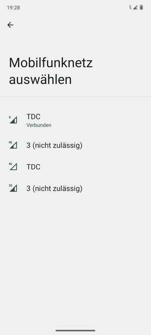 Wählen Sie einen Netzbetreiber von der Liste