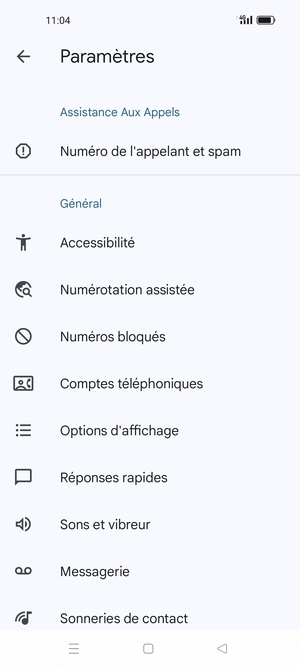 Faites défiler et sélectionnez Messagerie