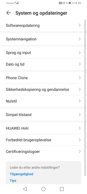 Vælg Softwareopdatering