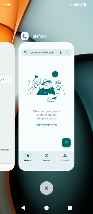 Seleziona l'icona Elimina per chiudere tutte le applicazioni in esecuzione