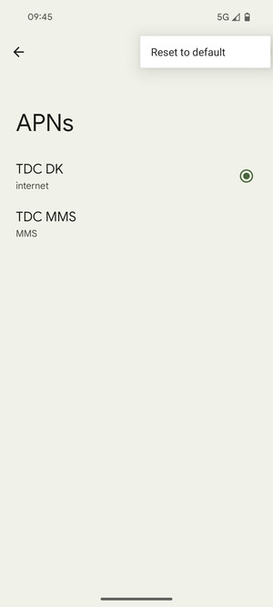 Select Reset to default