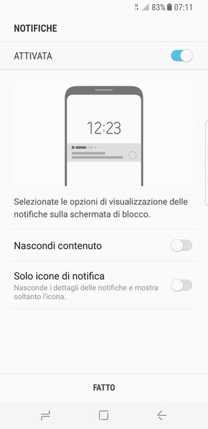Seleziona la tua opzione preferita e poi FATTO