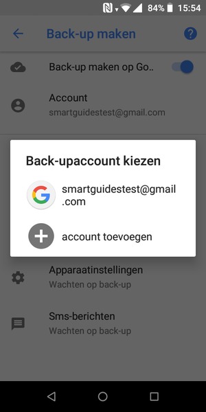 Selecteer uw back-up-account
