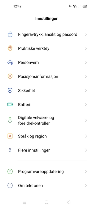Bla til og velg Sikkerhet