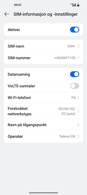 Slå Dataroaming på eller av