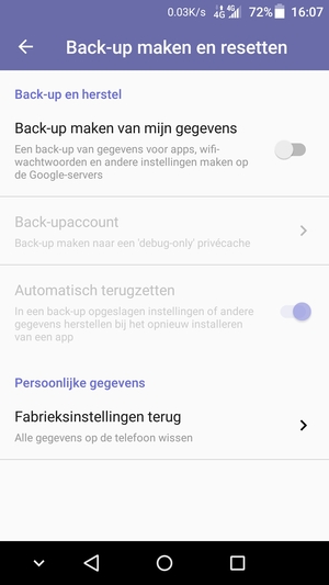 Schakel Back-up maken van mijn gegevens in