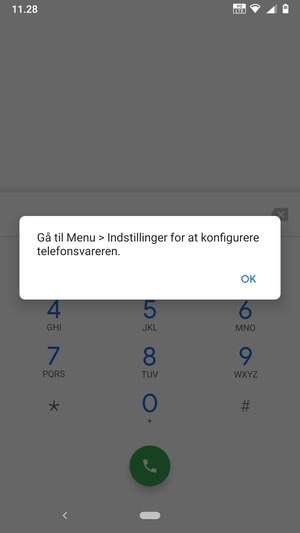 Hvis din telefonsvarer ikke er sat op, vælg OK