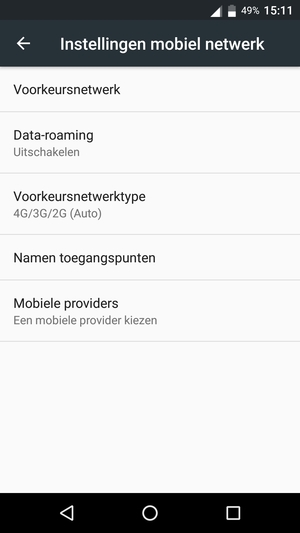 Om van netwerk te wisselen in geval van netwerkproblemen, selecteert u Mobiele providers