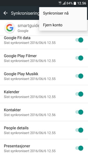 Velg Synkroniser nå