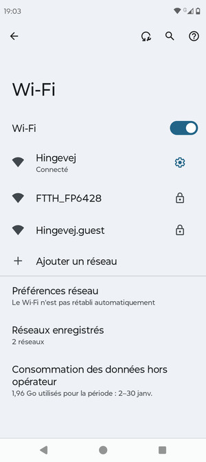 Vous êtes maintenant connecté au réseau Wi-Fi