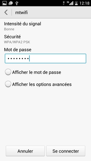Saisissez le mot de passe du Wi-Fi et sélectionnez Se connecter